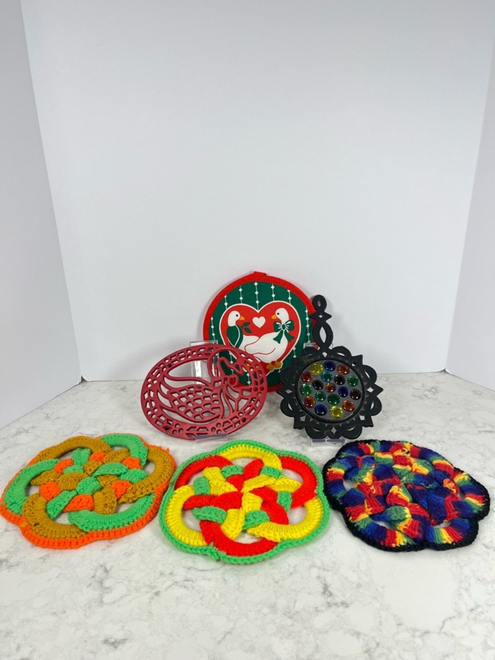 Handmade Multicolor Crochet Pot Holders and Decorative Trivets - Assorted Colors
